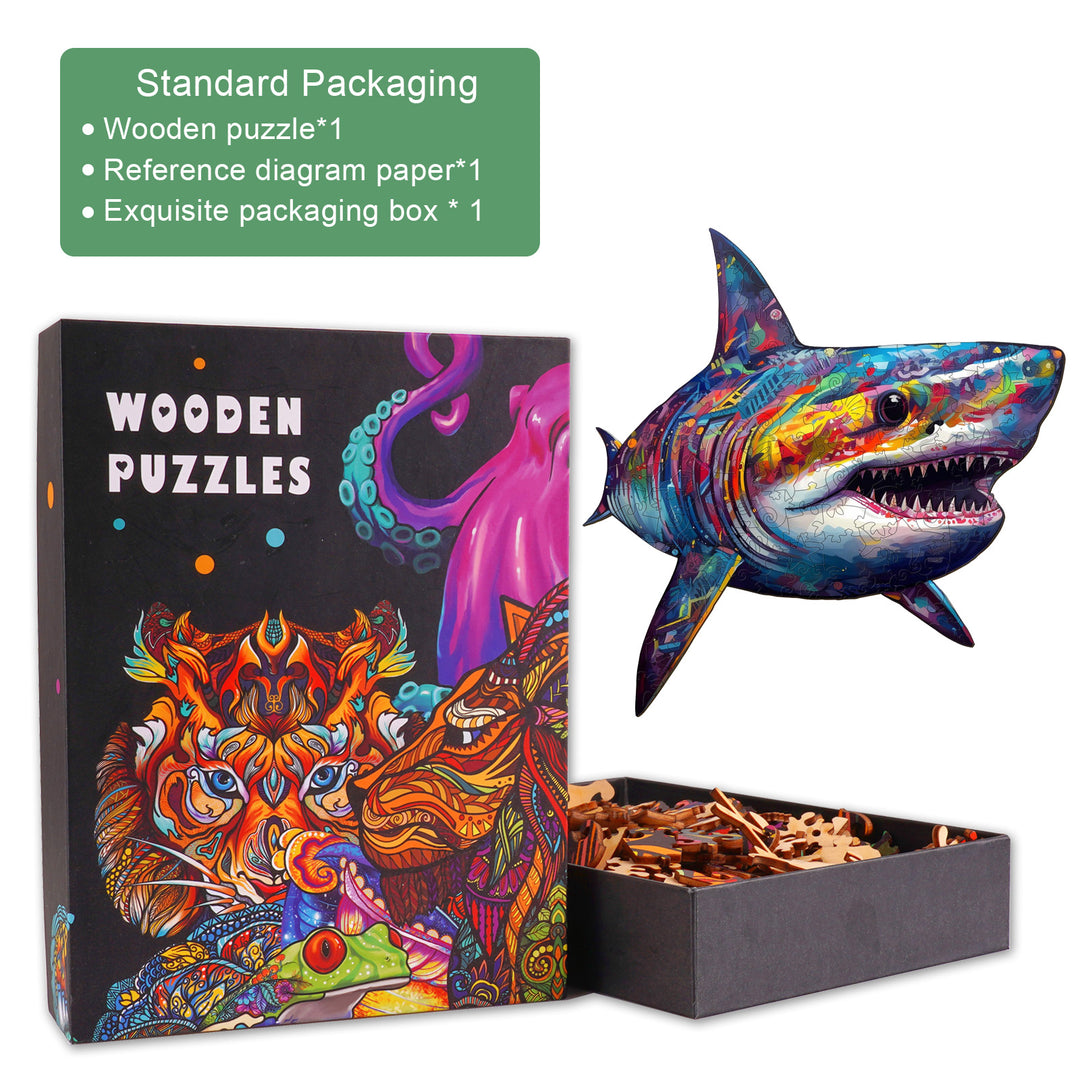 Colorful Shark Wooden Jigsaw Puzzle-Woodbests