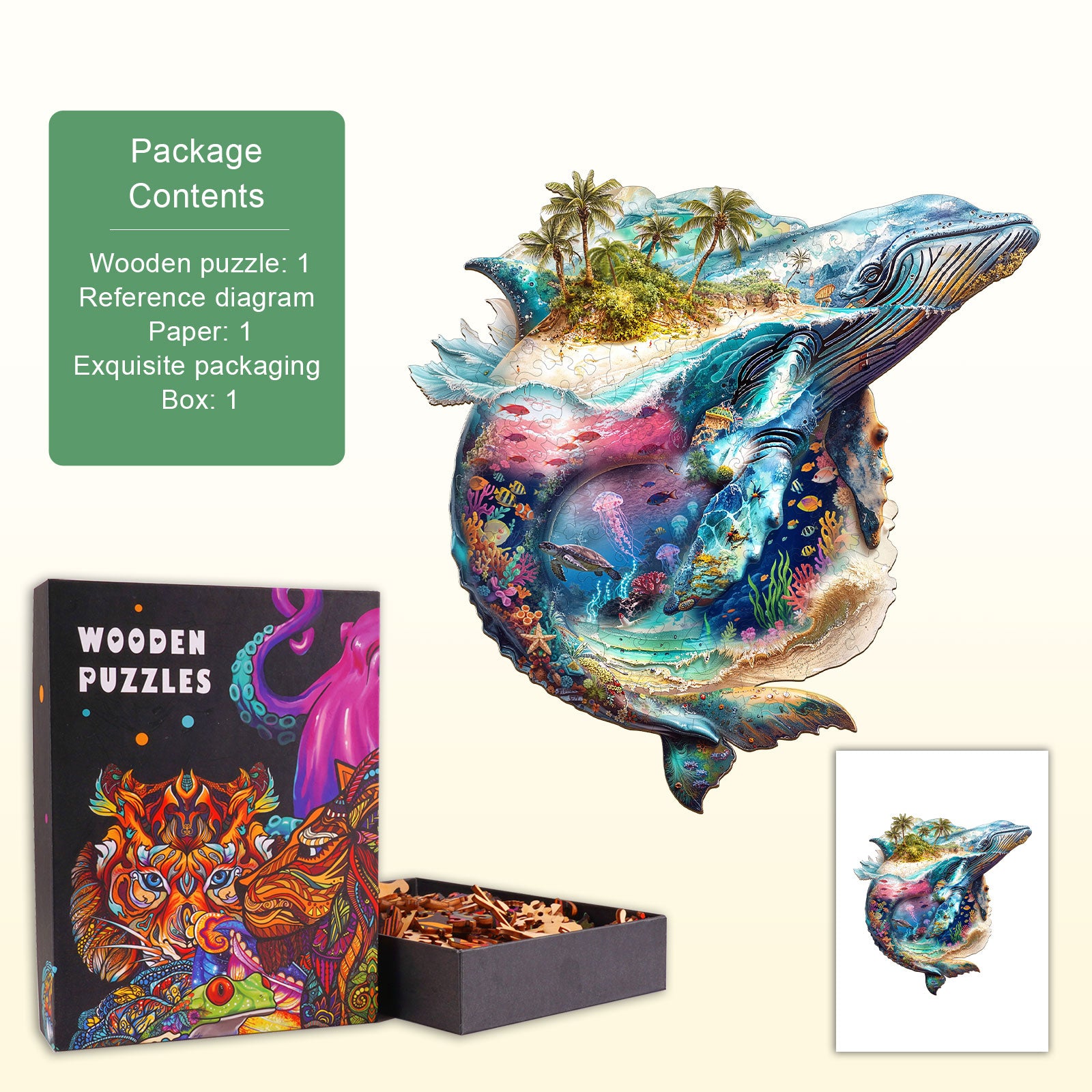 Puzzle en bois Mer de baleines