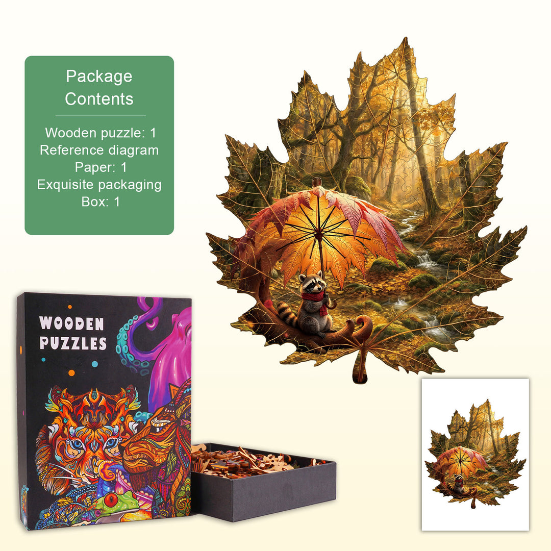 Golden Leaf Wanderer Wooden Jigsaw Puzzle