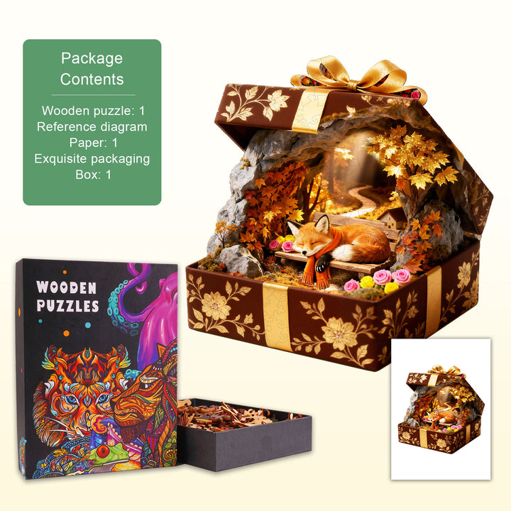 Autumn Trail Fox Wooden Jigsaw Puzzle