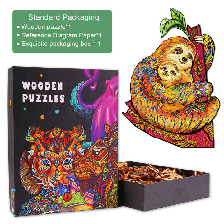 Sloth Family Wooden Jigsaw Puzzle - Woodbests