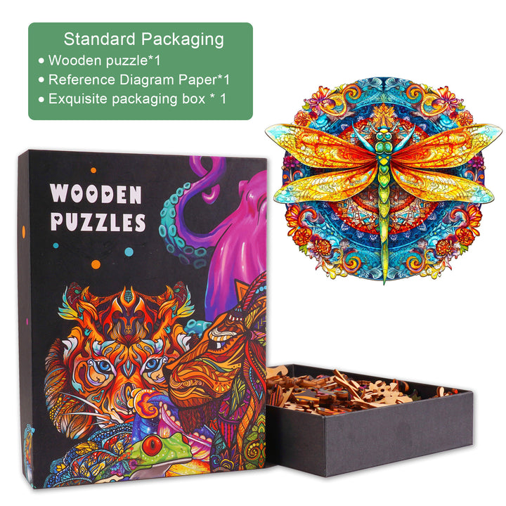 Mandala Dragonfly 1 Wooden Jigsaw Puzzle-Woodbests