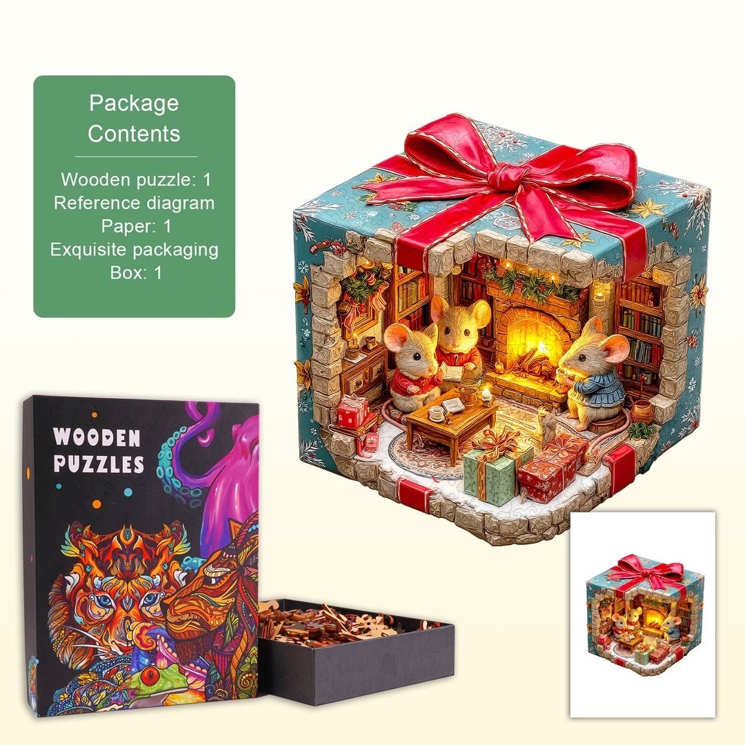 Mouse's Gift House Wooden Jigsaw Puzzle