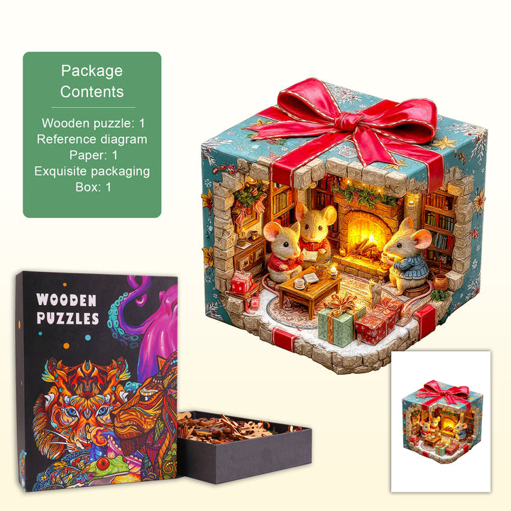 Mouse's Gift House Wooden Jigsaw Puzzle