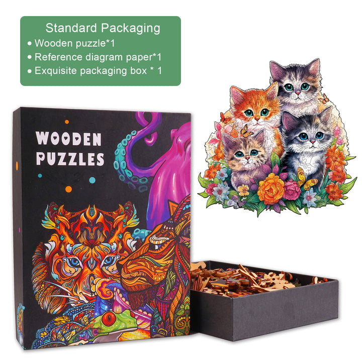 Cute Kitten Wooden Jigsaw Puzzle-Woodbests