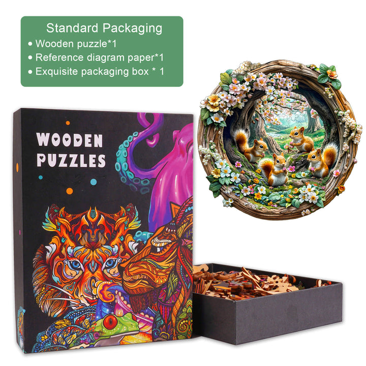 3D Spring Squirrel Wooden Jigsaw Puzzle