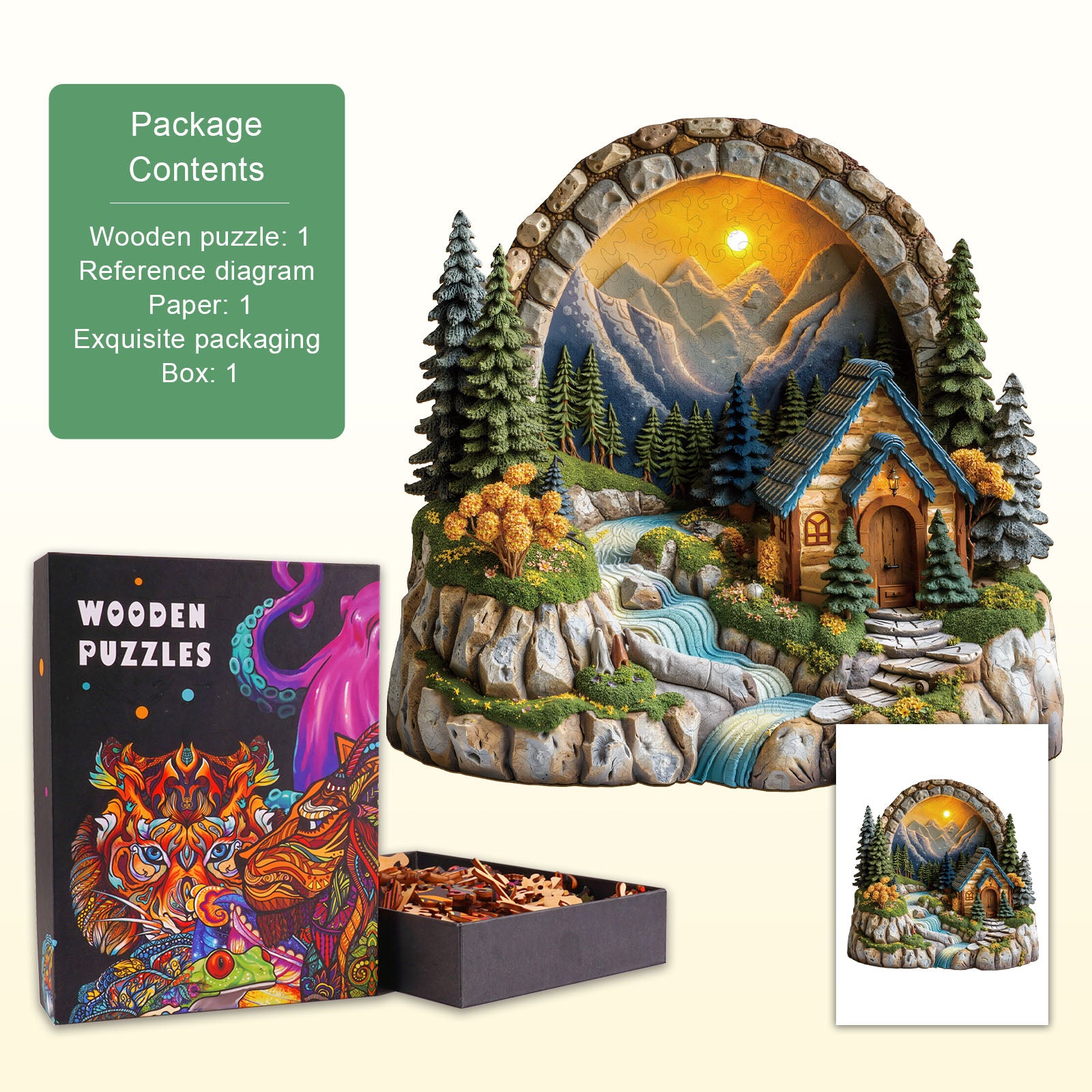 Sunset Cabin Wooden Jigsaw Puzzle