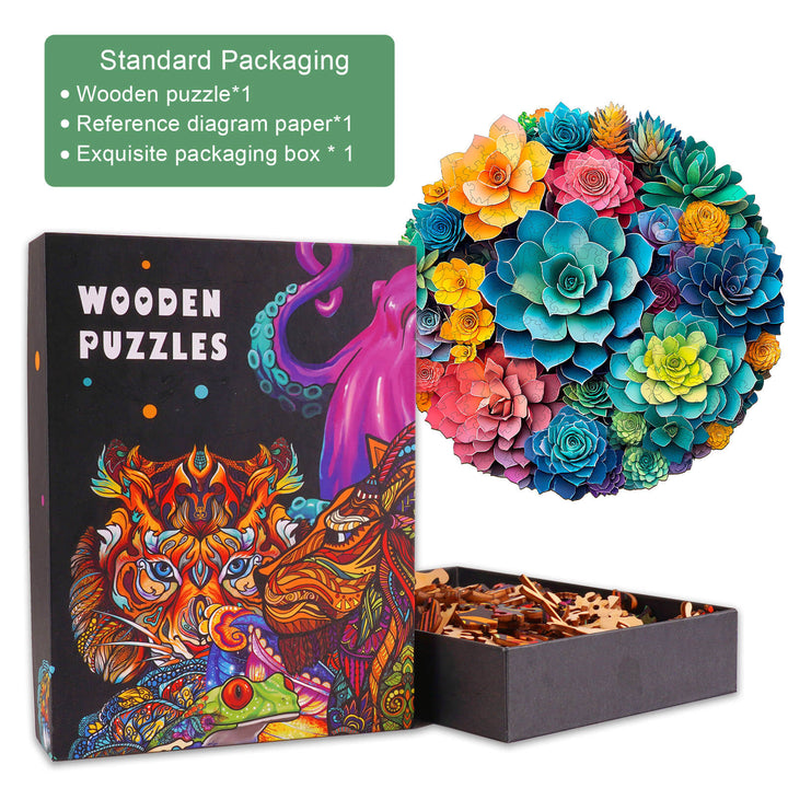 3D Paper Succulent Wooden Jigsaw Puzzle