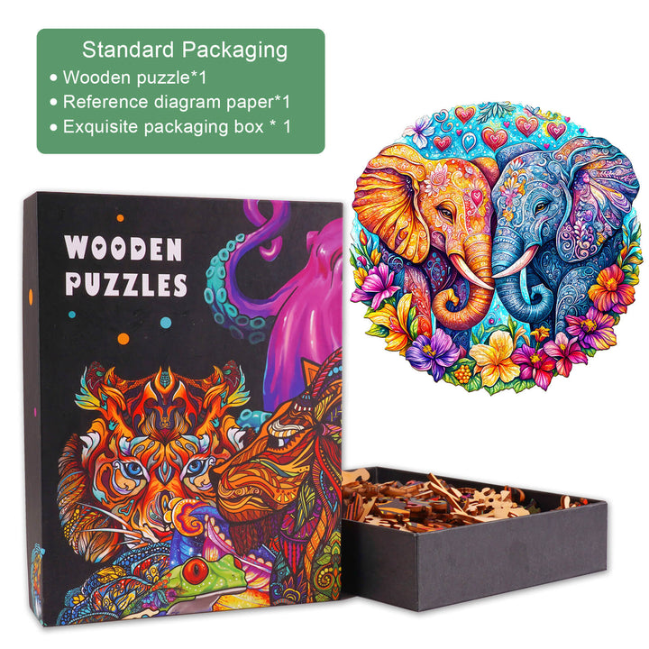 Snuggling Elephant Wooden Jigsaw Puzzle