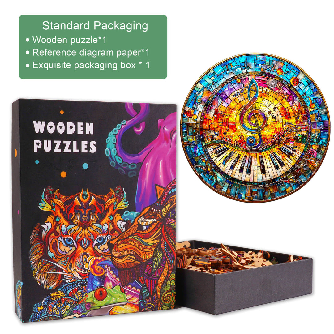 Stained Glass Music Wooden Jigsaw Puzzle