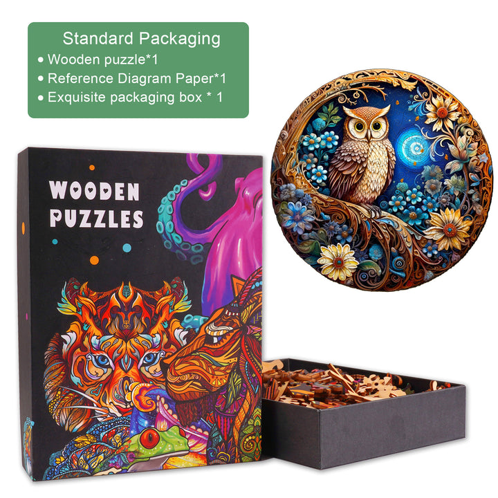 Moonlight Owl Wooden Jigsaw Puzzle-Woodbests