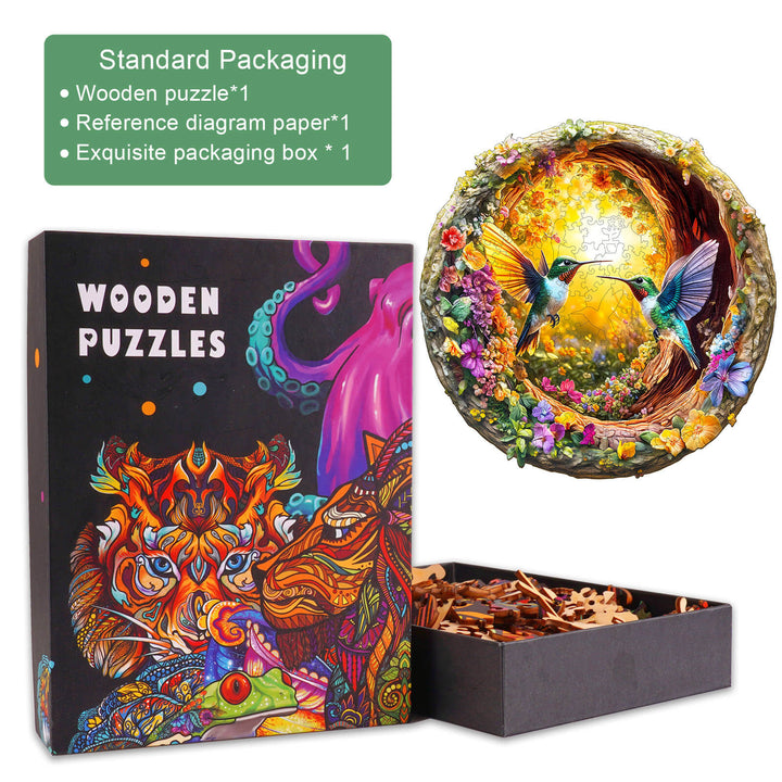 3D Hummingbird in the Cave-2 Hummingbird Wooden Jigsaw Puzzle