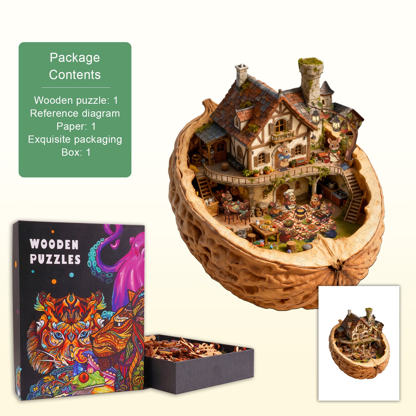Nut Harvest Lodge Wooden Jigsaw Puzzle