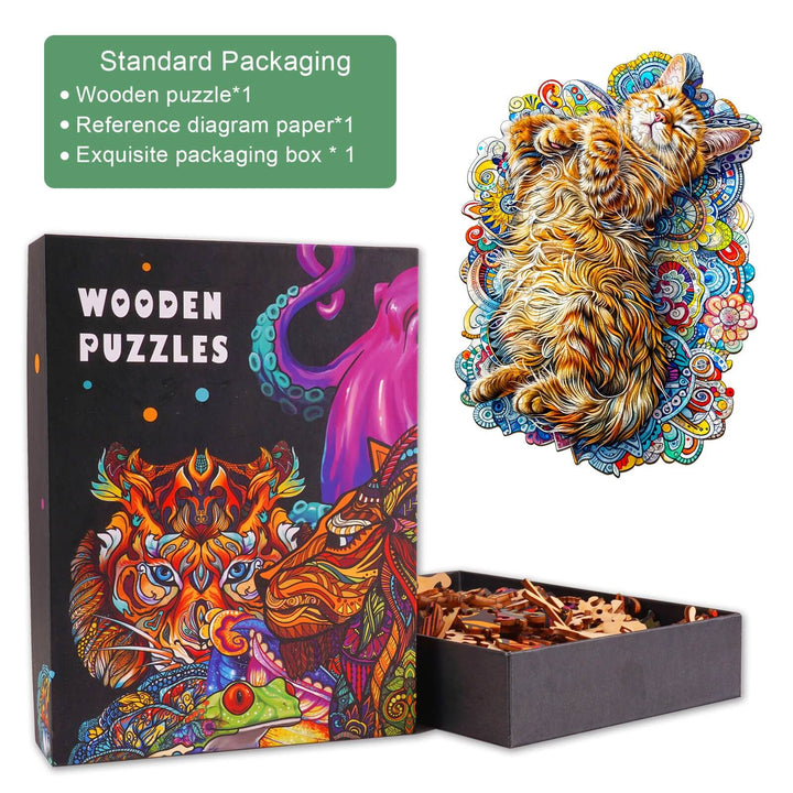 Sleeping Cat-1 Wooden Jigsaw Puzzle