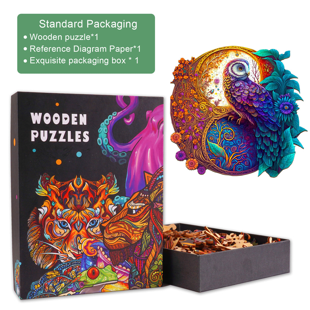 Yin Yang Owl 1 Wooden Jigsaw Puzzle-Woodbests