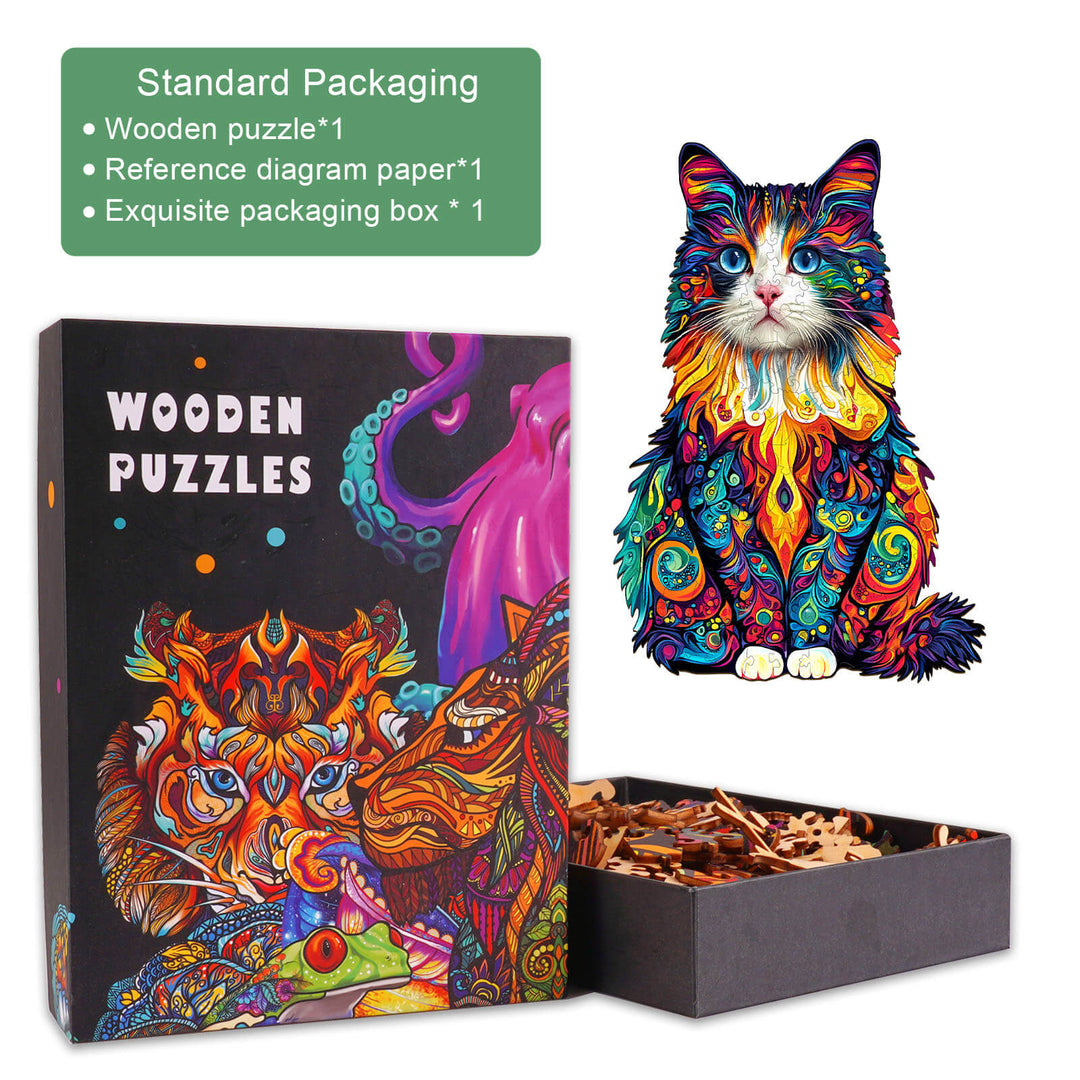 Colorful Ragdoll Cat-2 Wooden Jigsaw Puzzle