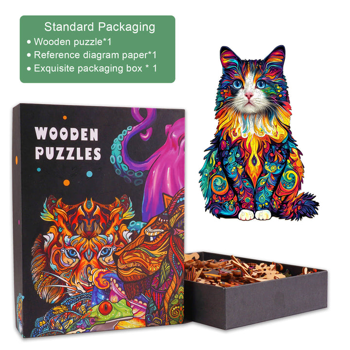 Colorful Ragdoll Cat-2 Wooden Jigsaw Puzzle - Woodbests