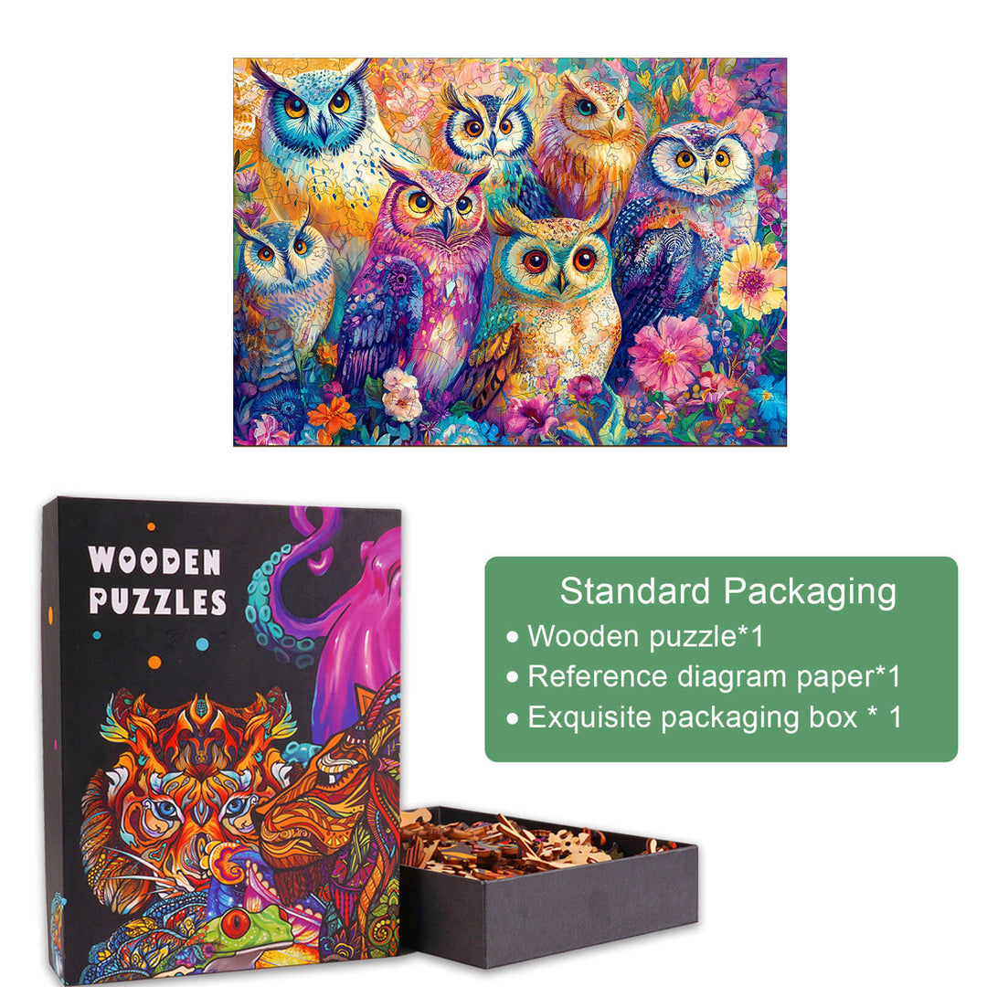 Colored Owl Wooden Jigsaw Puzzle