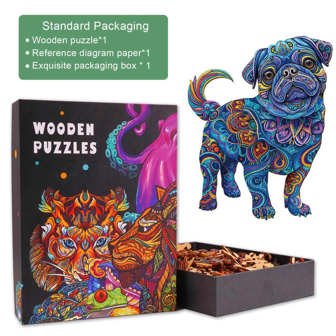 Cute Pug-2 Wooden Jigsaw Puzzle