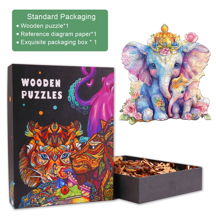 Parent child elephant Wooden Jigsaw Puzzle