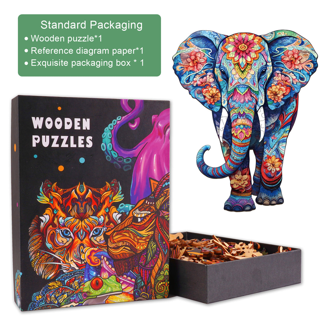 Blue Elephant Wooden Jigsaw Puzzle-Woodbests