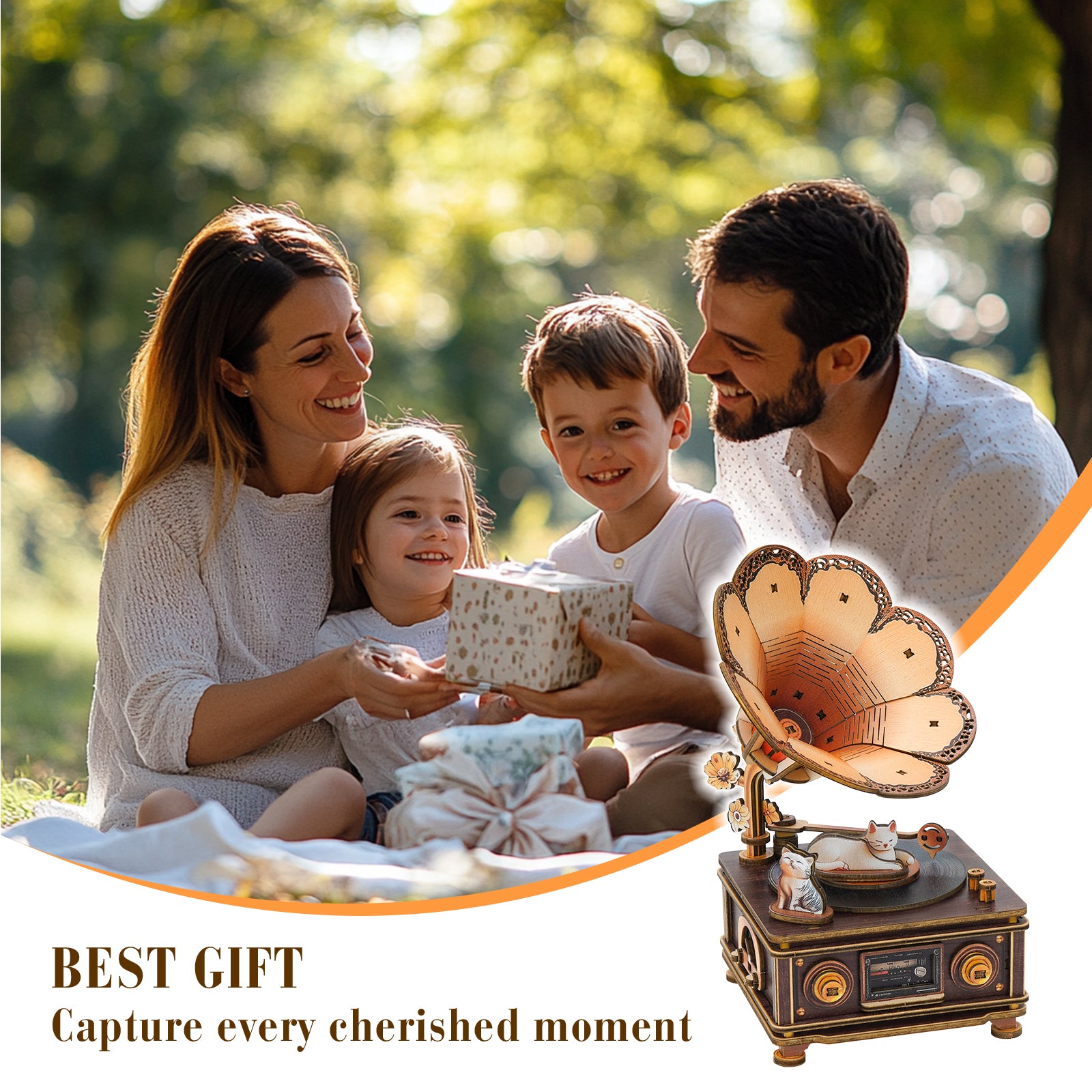 Nostalgic Cats – DIY Wooden Music Box, 3D Puzzle Craft Kit