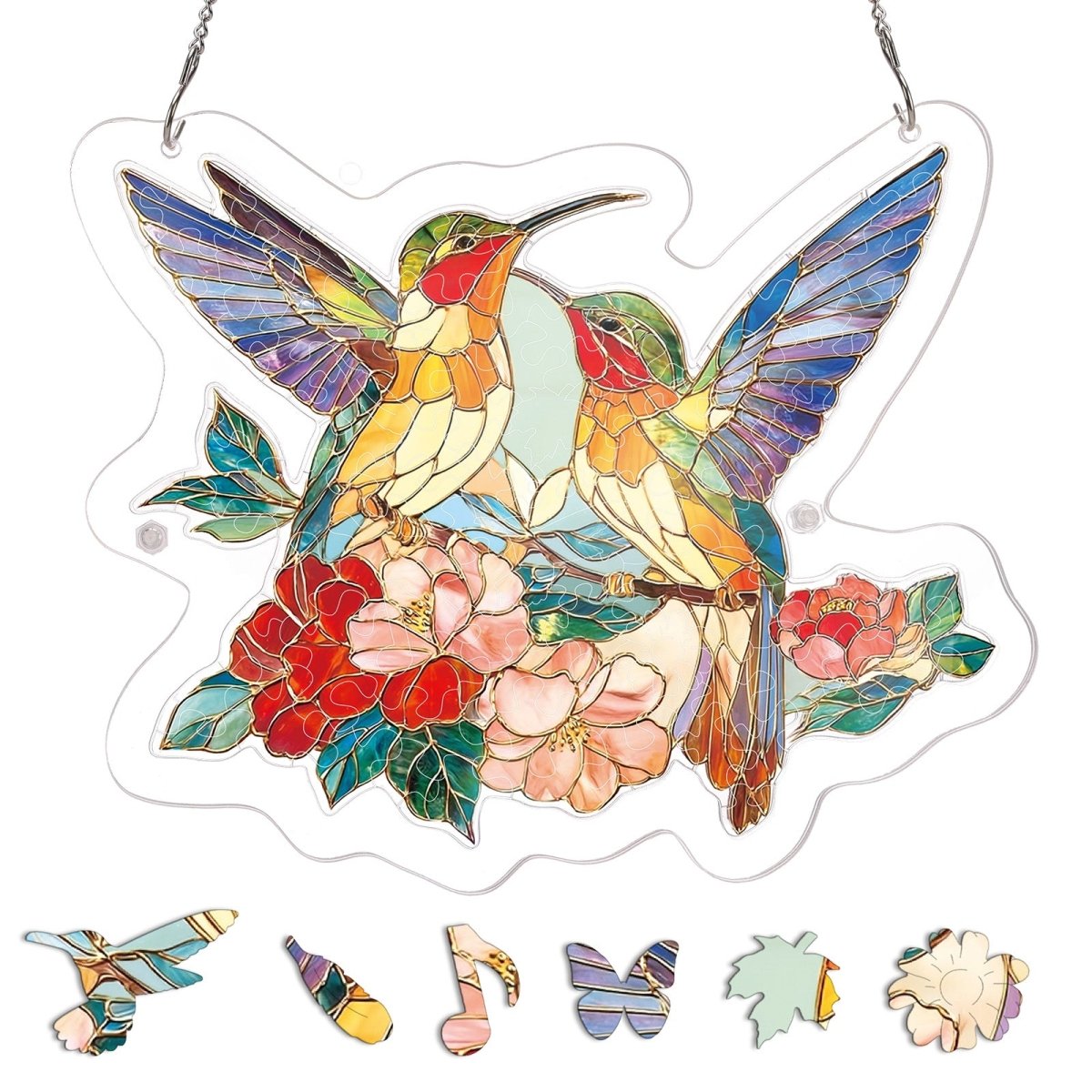 Attrape-soleil puzzle en acrylique - Deux oiseaux du printemps