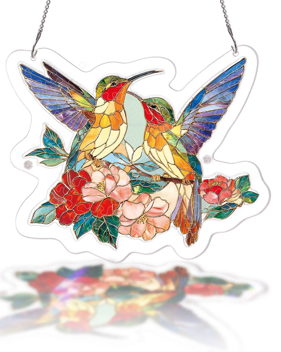 Attrape-soleil puzzle en acrylique - Deux oiseaux du printemps