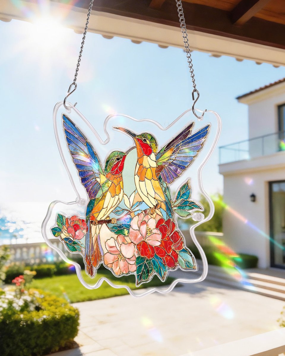 Attrape-soleil puzzle en acrylique - Deux oiseaux du printemps