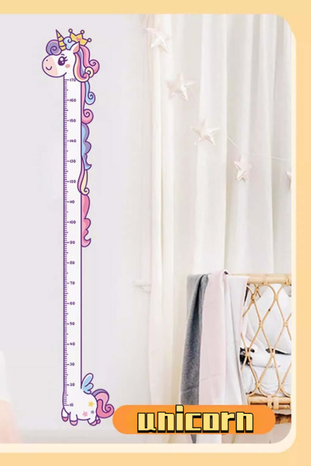 Autocollant mural pour bébé en forme de licorne, girafe et dinosaure, tableau de croissance en hauteur