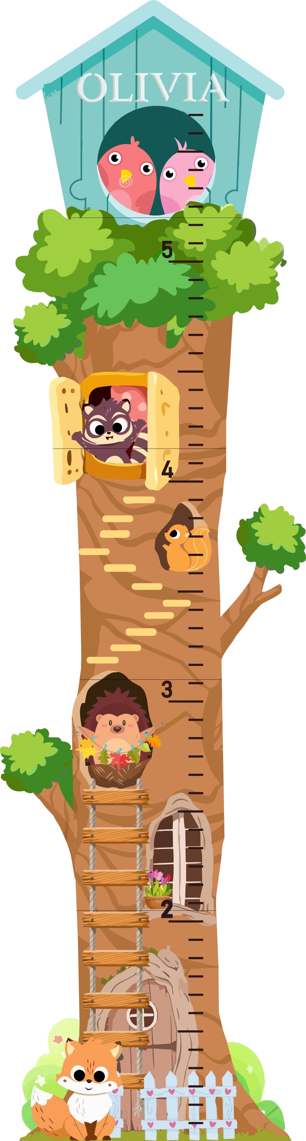 Personalized Wooden Treehouse Growth Chart Ruler