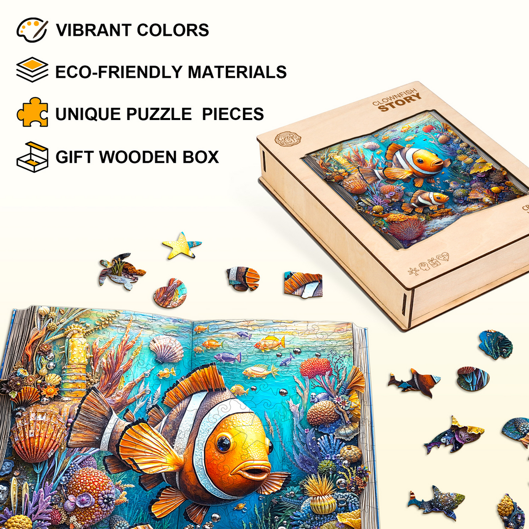 Puzzle en bois Histoire de poisson-clown