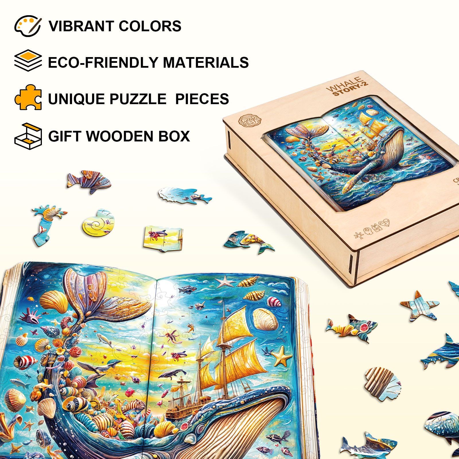 Whale Story-2 Wooden Jigsaw Puzzle