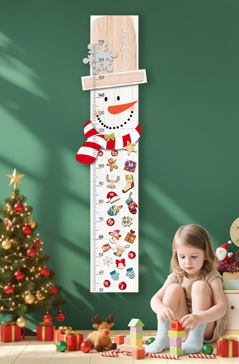 Personalized Wooden Snowman Christmas Growth Chart Ruler