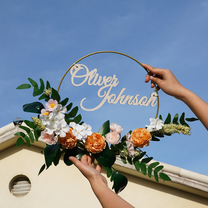 Personalized Spring Flora Wreath-Woodbests