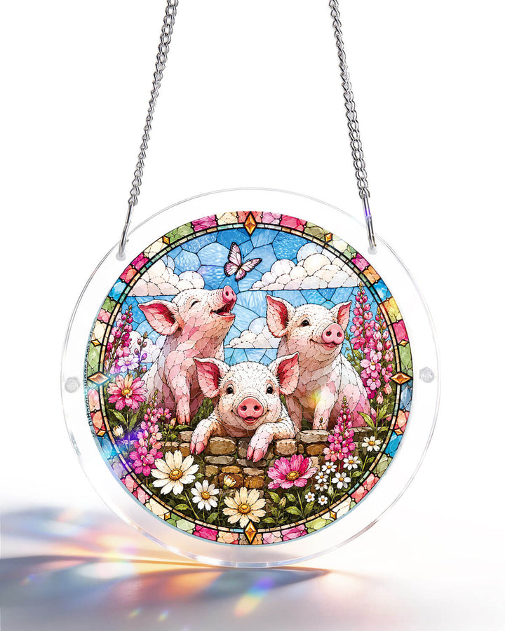 Acrylic Jigsaw Puzzle Suncatcher - Meadow Piglets