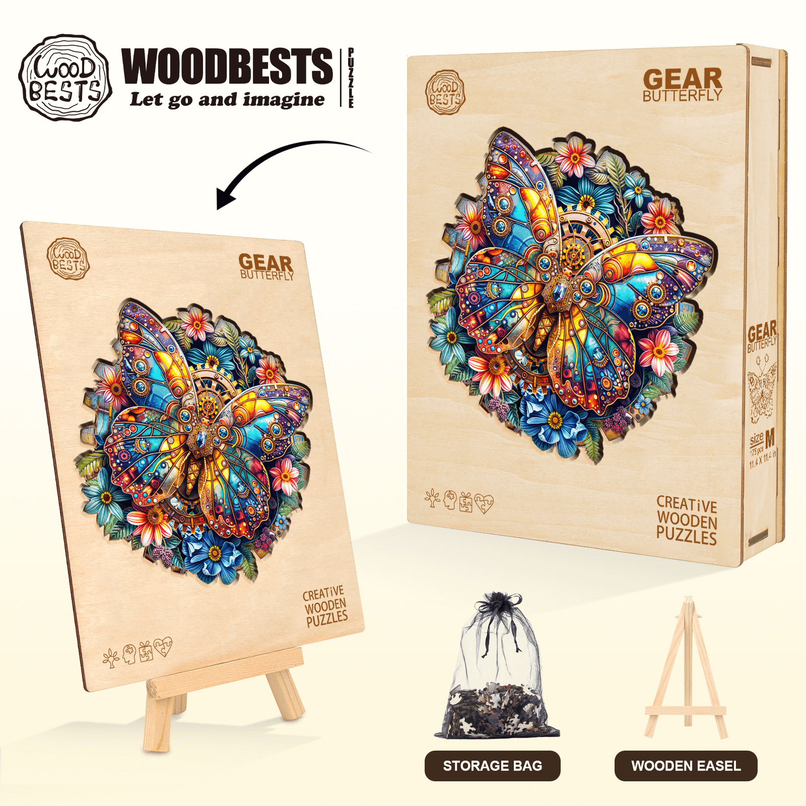 gear butterfly Wooden Jigsaw Puzzle