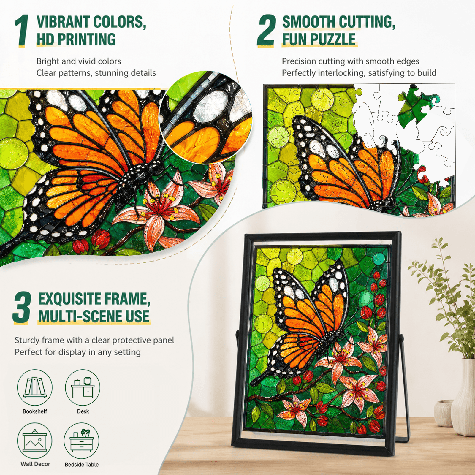 Acrylic Puzzle Art Piece - Golden Butterfly