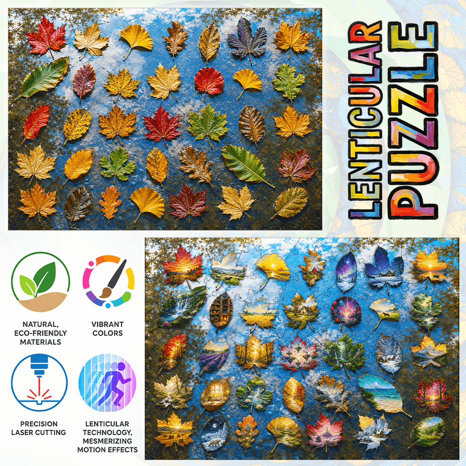 Wet Autumn Leaves - Morphing Lenticular Puzzle