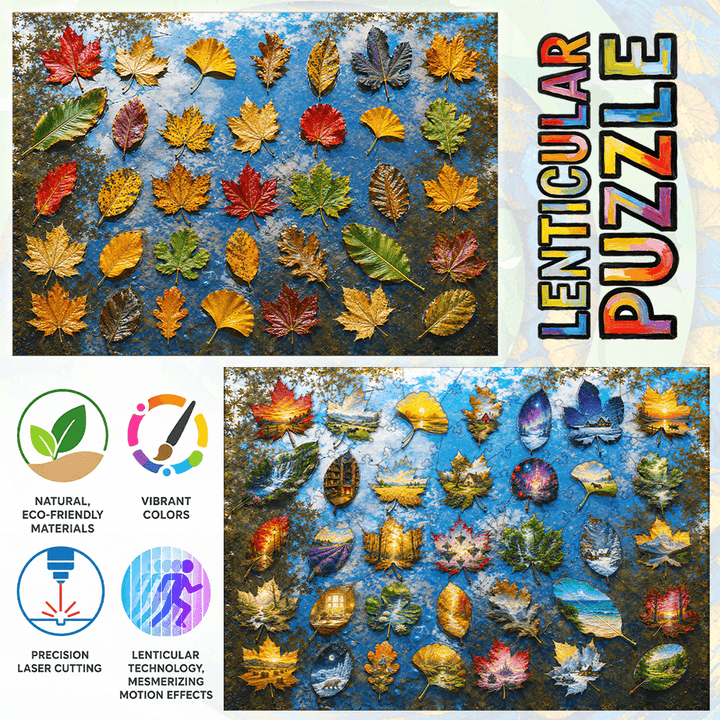 Wet Autumn Leaves - Morphing Lenticular Puzzle