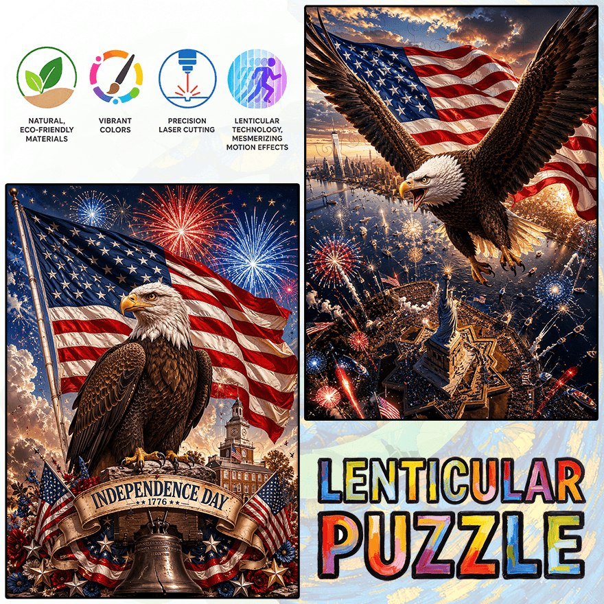 Happy Independence Day - Morphing Lenticular Puzzle