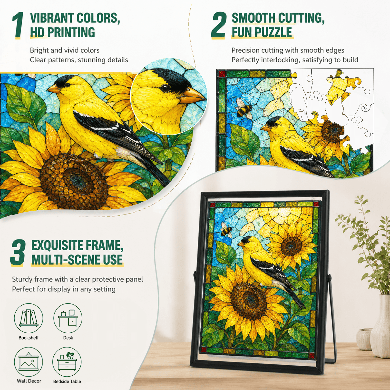 Acrylic Sunflower Puzzle – Golden Bloom Art Piece