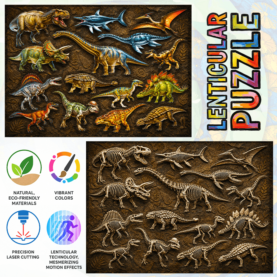Prehistoric Fossils - Morphing Lenticular Puzzle