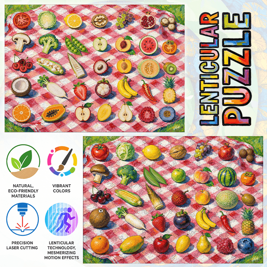 Fresh Harvest Camping - Morphing Lenticular Puzzle