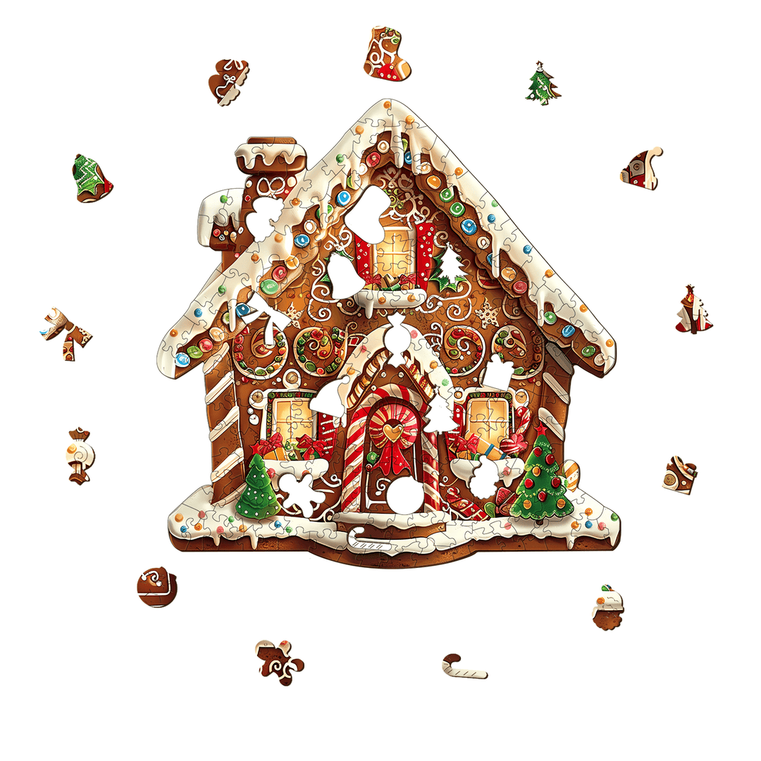 Puzzle en bois Père Noël dans la cheminée-1