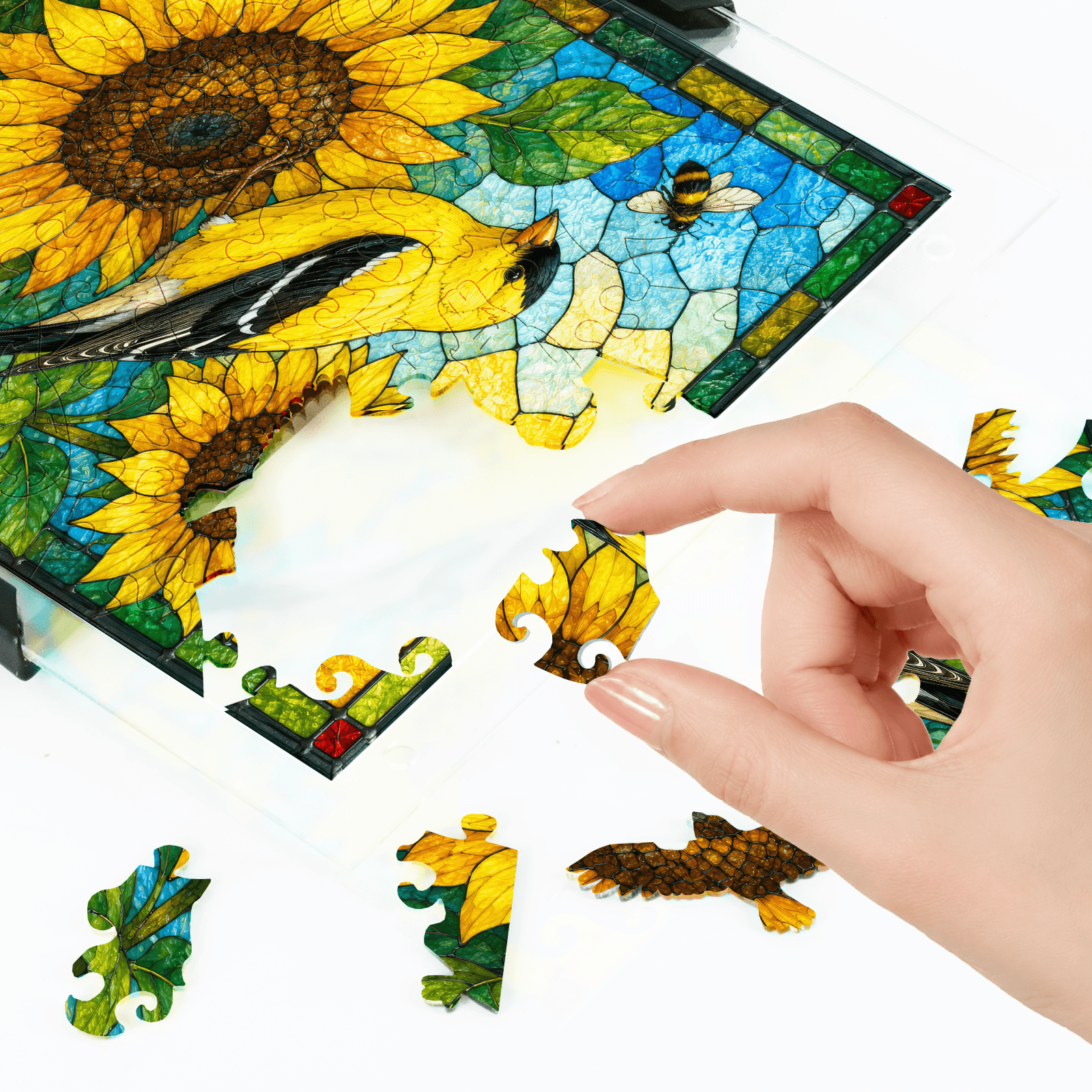 Acrylic Sunflower Puzzle – Golden Bloom Art Piece