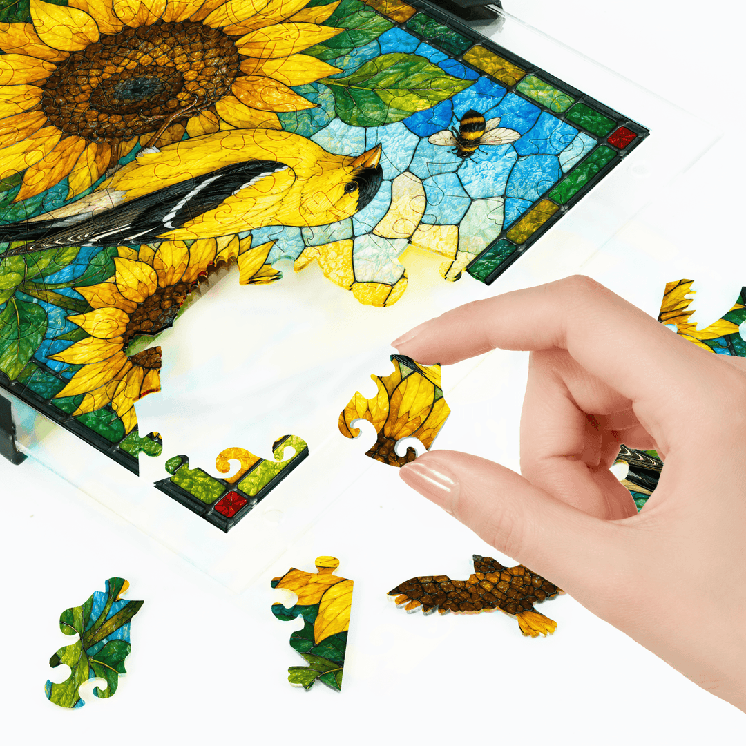 Acrylic Sunflower Puzzle – Golden Bloom Art Piece