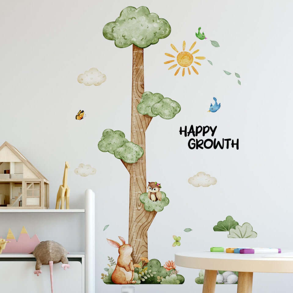 Autocollants muraux pour graphique de croissance d'arbre fantaisiste