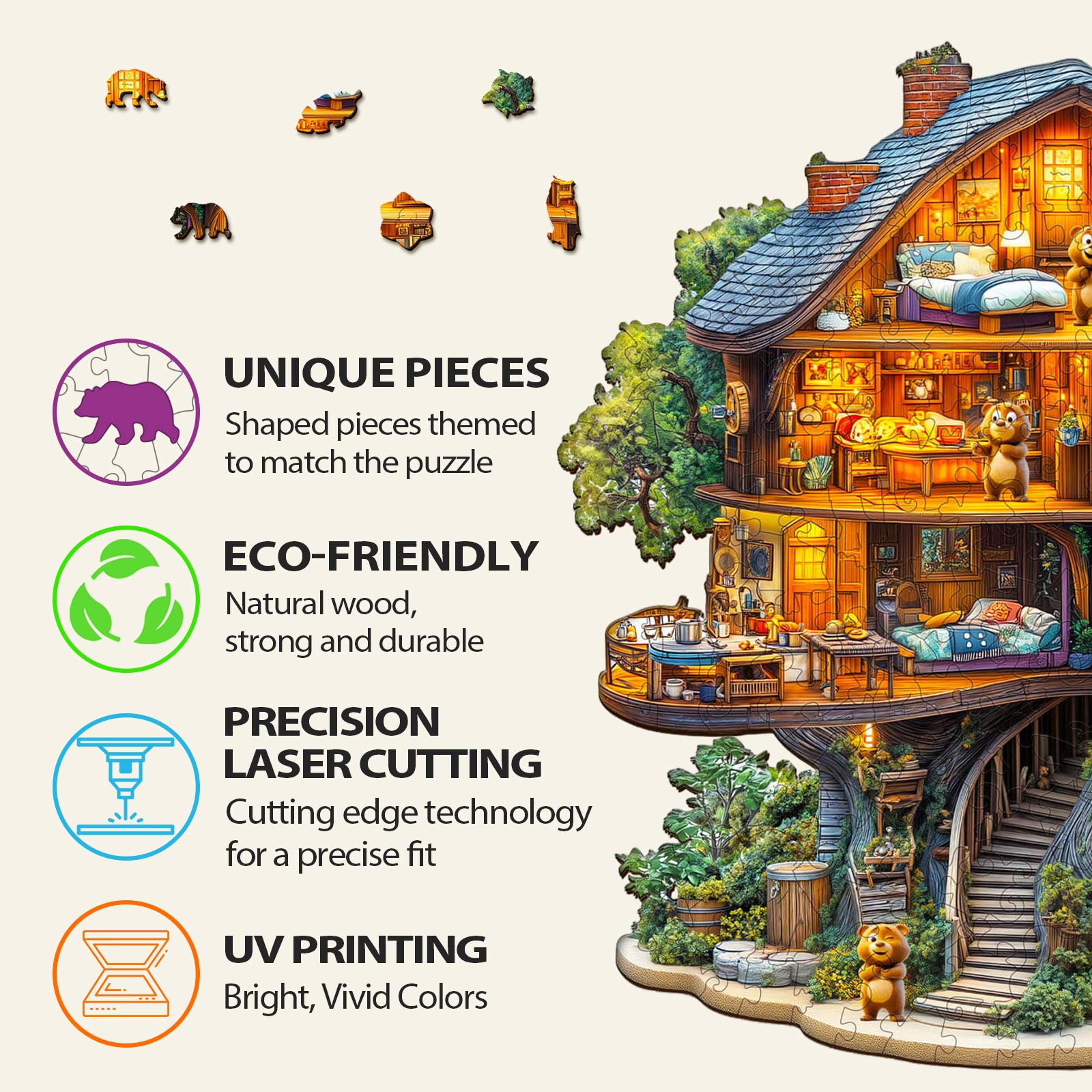 Rompecabezas de madera Bear House