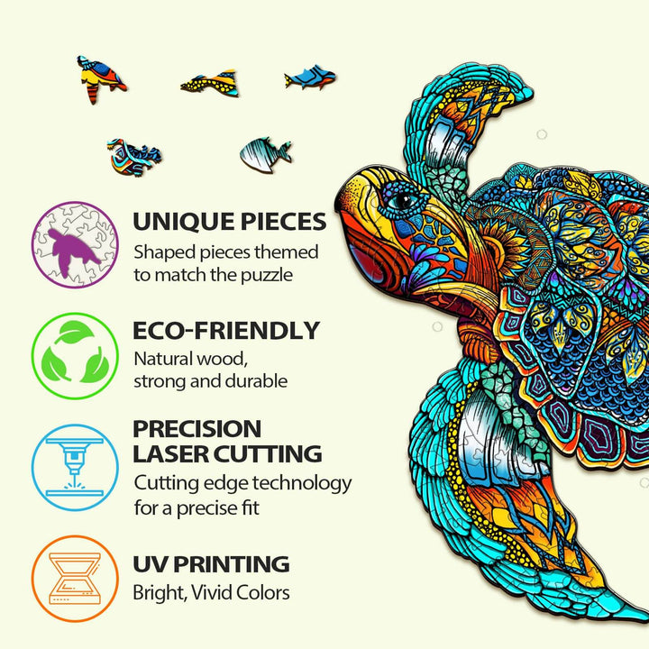 Resolute Schildkröten-Holzpuzzle